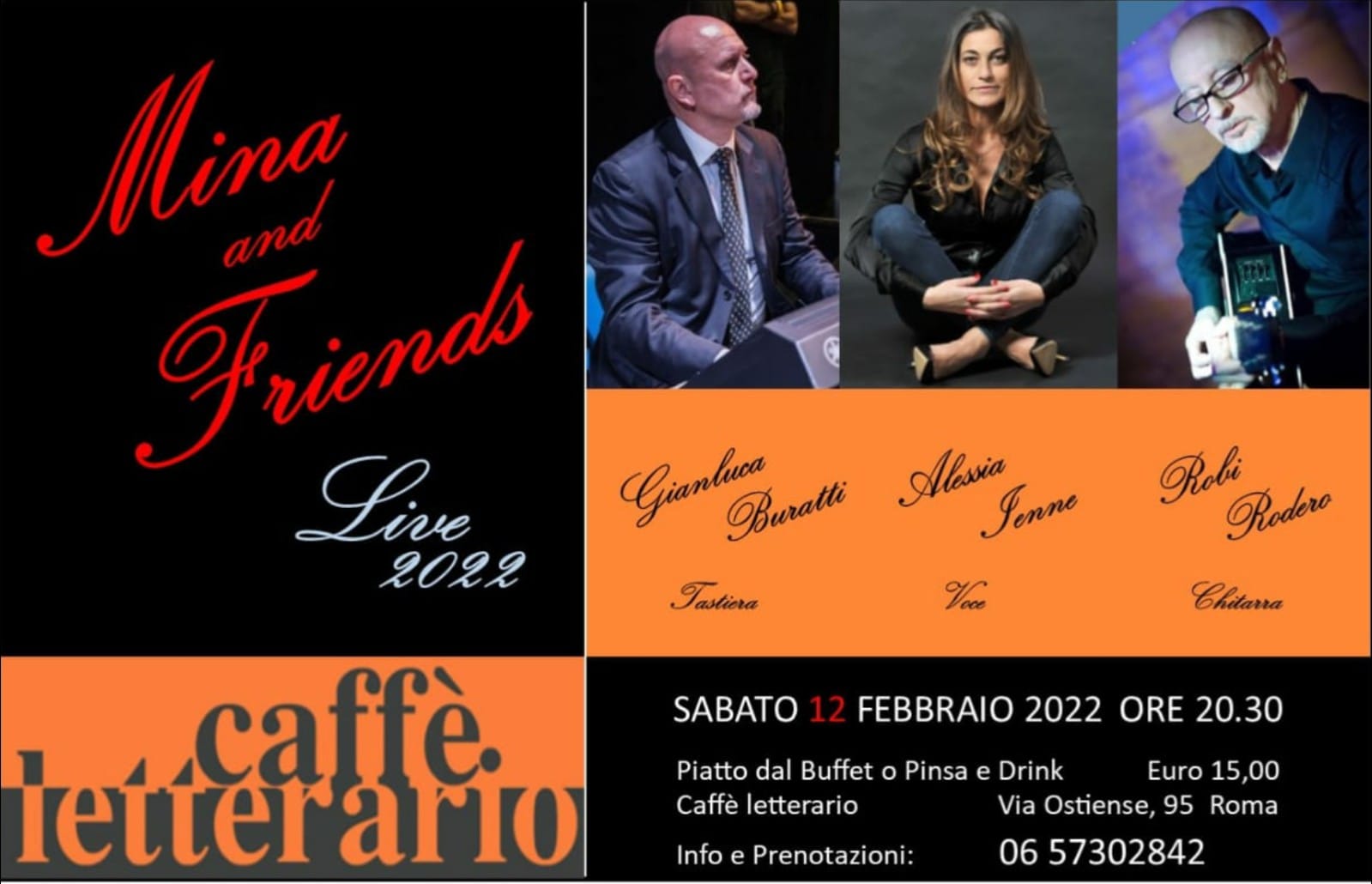 Sabato 12 febbraio Alessia Ienne Trio in Mina & Friends” al Caffè Letterario