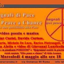 Mercoledì 4 Maggio Segnali Di Pace Ghive Peace A Chance! Start H18